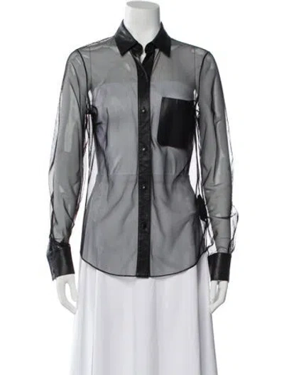 Pre-owned Alexander Wang Long Sleeve Button-up Top In Black