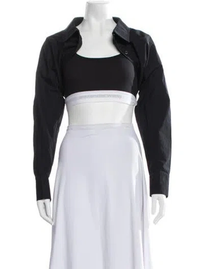 Pre-owned Alexander Wang Long Sleeve Button-up Top In Black
