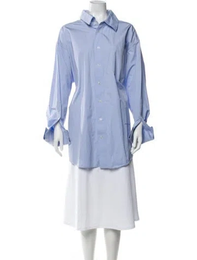Pre-owned Alexander Wang Long Sleeve Button-up Top In Blue