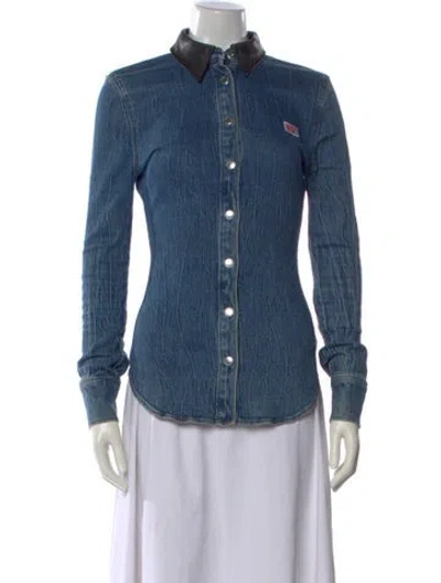 Pre-owned Alexander Wang Long Sleeve Button-up Top In Blue