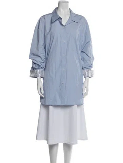Pre-owned Alexander Wang Long Sleeve Button-up Top In Blue