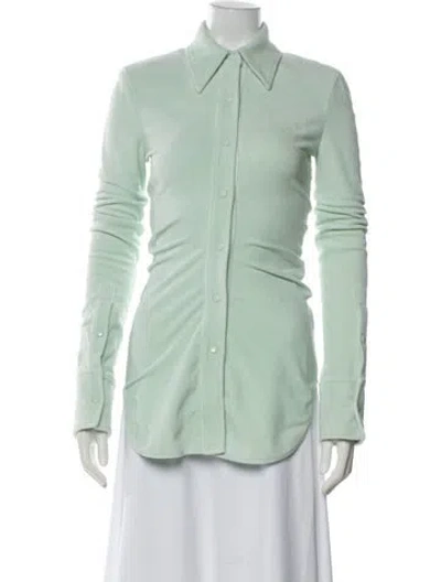 Pre-owned Alexander Wang Long Sleeve Button-up Top In Green