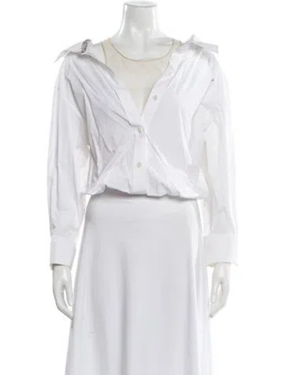 Pre-owned Alexander Wang Long Sleeve Button-up Top In White