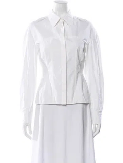 Pre-owned Alexander Wang Long Sleeve Button-up Top In White