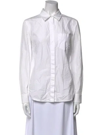 Pre-owned Alexander Wang Long Sleeve Button-up Top In White