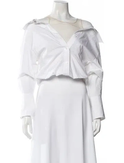 Pre-owned Alexander Wang Long Sleeve Button-up Top In White