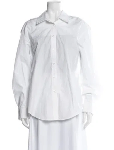 Pre-owned Alexander Wang Long Sleeve Button-up Top In White