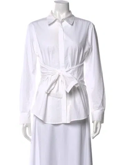 Pre-owned Alexander Wang Long Sleeve Button-up Top In White