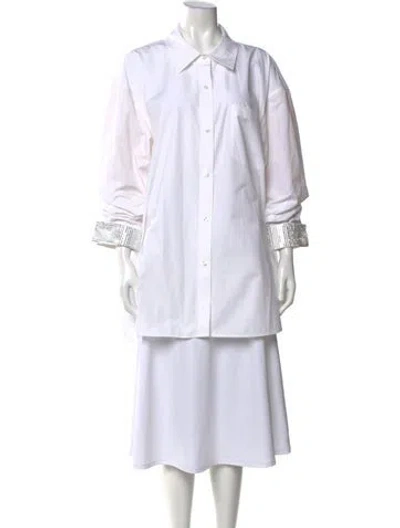 Pre-owned Alexander Wang Long Sleeve Button-up Top In White