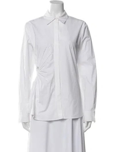 Pre-owned Alexander Wang Long Sleeve Button-up Top In White