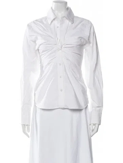 Pre-owned Alexander Wang Long Sleeve Button-up Top In White