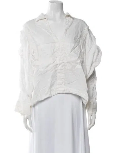 Pre-owned Alexander Wang Long Sleeve Button-up Top In White