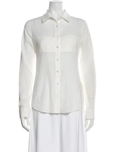 Pre-owned Alexander Wang Long Sleeve Button-up Top In White