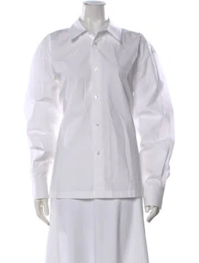 Pre-owned Alexander Wang Long Sleeve Button-up Top In White