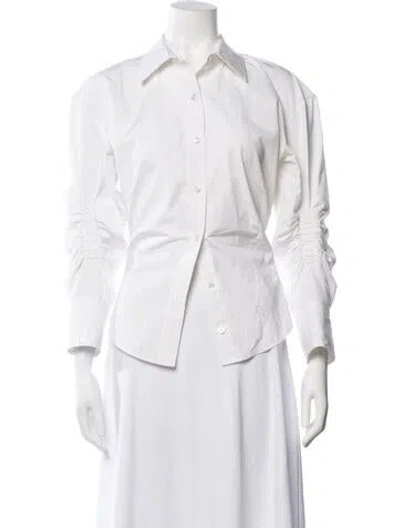 Pre-owned Alexander Wang Long Sleeve Button-up Top In White
