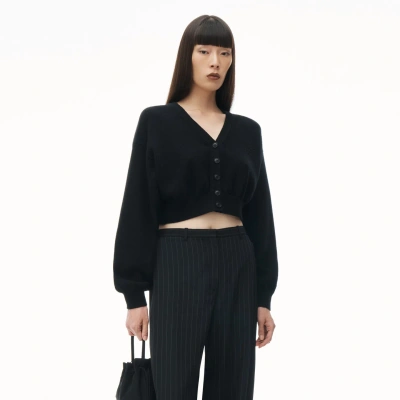 Alexander Wang Long Sleeve Cardigan With V Neck In Black