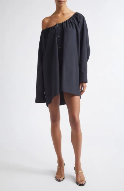 Alexander Wang Long Sleeve Cotton Button-up Shirtdress In Black