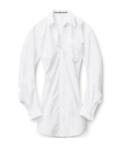 Alexander Wang Long-sleeve Cotton Shirtdress In White