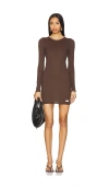 Alexander Wang Long Sleeve Crewneck Dress In 巧克力棕色