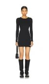 Alexander Wang Long Sleeve Crewneck Dress In Ribbed Cotton In 黑色