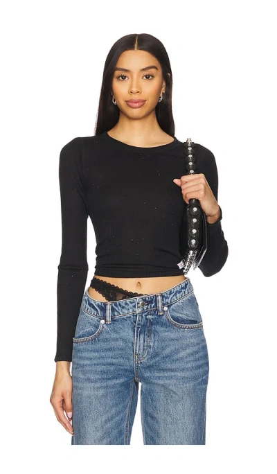 Alexander Wang Crewneck Long Sleeve Tee In Black