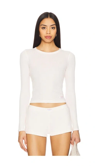 Alexander Wang Long Sleeve Crewneck Tee In Pearl