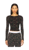 Alexander Wang Long Sleeve Crewneck Tee In Washed Black Multi