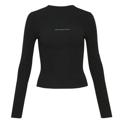 Alexander Wang Long Sleeve Crewneck Top In Black
