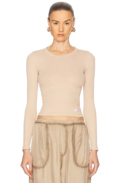 Alexander Wang Long Sleeve Crewneck Top In Doeskin
