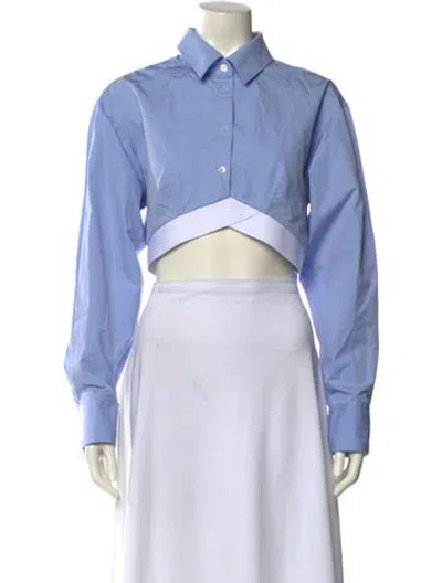 Pre-owned Alexander Wang Long Sleeve Crop Top In Blue