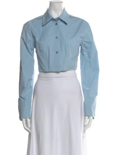 Pre-owned Alexander Wang Long Sleeve Crop Top In Blue
