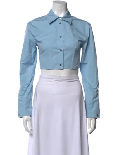 Pre-owned Alexander Wang Long Sleeve Crop Top In Blue