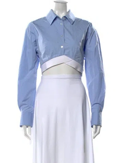 Pre-owned Alexander Wang Long Sleeve Crop Top In Blue
