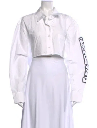 Pre-owned Alexander Wang Long Sleeve Crop Top In White