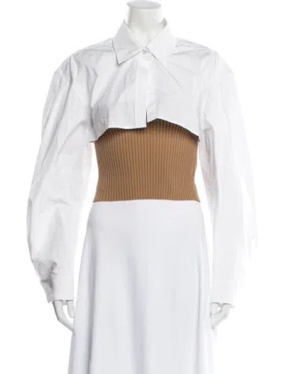 Pre-owned Alexander Wang Long Sleeve Crop Top In White