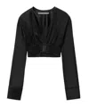 Alexander Wang Cropped Satin Top In Black