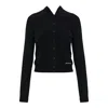 Alexander Wang Long Sleeve High Neck Button Up Cardigan In Black