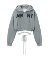 Alexander Wang Deconstructed Logo Wrap Hoodie In Gray