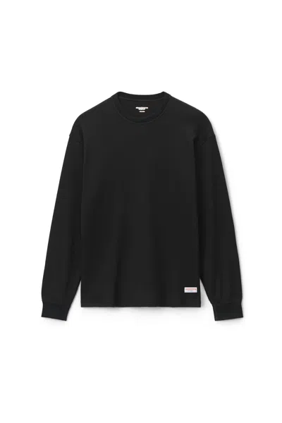 Alexander Wang Unisex Long Sleeve In Cotton Waffle Thermal In Black
