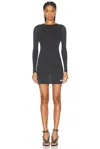 Alexander Wang Long Sleeve Loungewear Dress In Ribbed Cotton In Washed Black