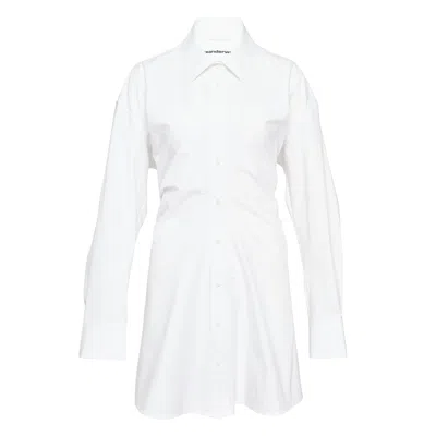 Alexander Wang Long Sleeve Mini Shirt Dress In White