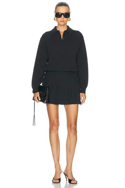 Alexander Wang Long Sleeve Polo Dress In Graphite