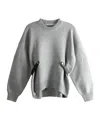Alexander Wang Relaxed Wool Blend Sweater With Detachable Leather Tabs In Gray