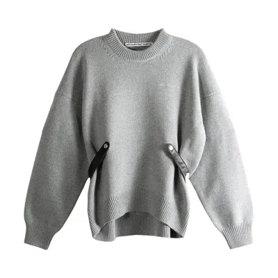 Pre-owned Alexander Wang Long-sleeve Screwneck Detachable Leather Tabs Pullover 'heather Grey' | Women's Size  In Gray