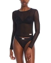 Alexander Wang Long Sleeve Sheer Top In Black