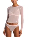 Alexander Wang Long Sleeve Sheer Top In Peach Skin