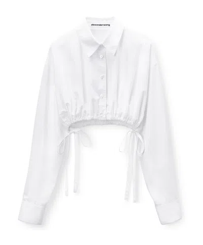 Alexander Wang Long Sleeve Short Shirt In White