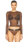 Alexander Wang Long Sleeve Tee In Chocolate Brown
