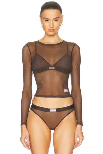 Alexander Wang Long Sleeve Tee In Chocolate Brown