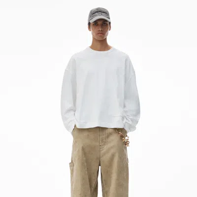 Alexander Wang Puff Paint Logo Essentail Terry Sweatshirt In Vintage White